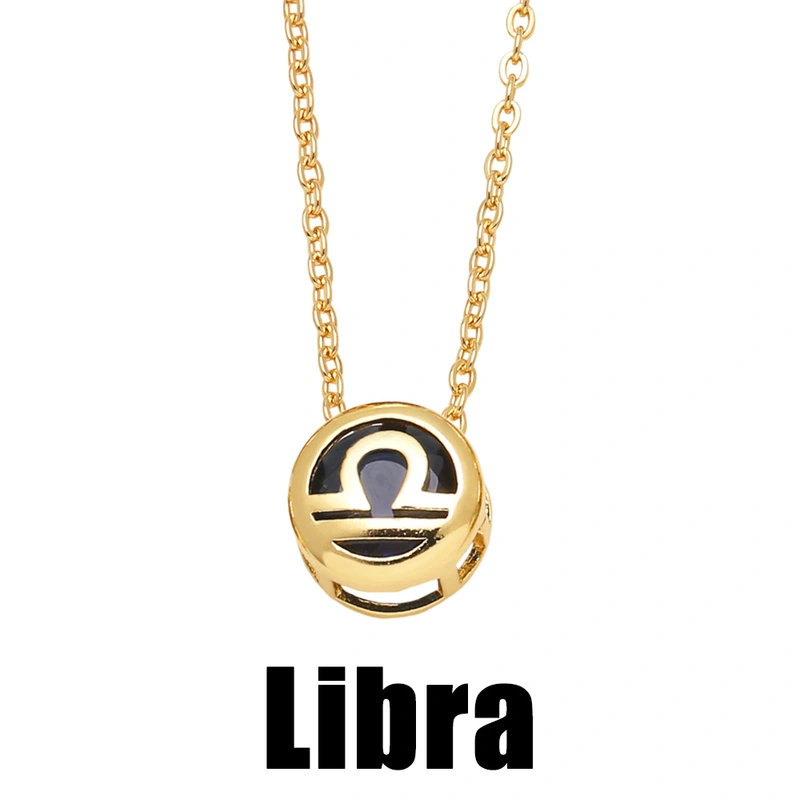 AS jewelry Europe and the United States hot selling twelve constellation necklace zircon double-sided hollow birthstone clavicle chain nkb794