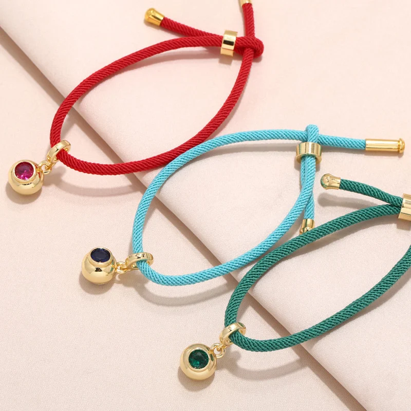 AS jewelry bracelet colored zircon round bracelet gold-plated adjustable hand jewelry bracelet bre48