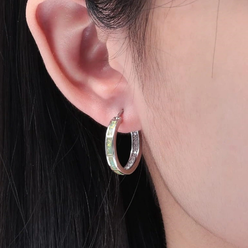 Hot-selling earrings for women, imitation opal, ring-shaped exquisite jewelry, personalized internet celebrity style, fashionable and super hot-selling
