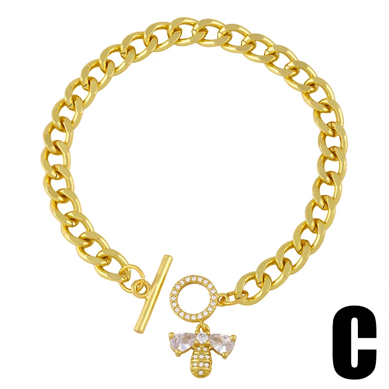 European and American hip-hop jewelry simple geometric OT buckle versatile hand jewelry female fashion love heart bracelet brc90