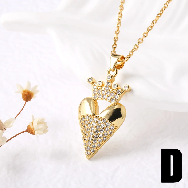 AS jewelry new hot selling full zircon gold-plated love heart pendant necklace nkb220 necklace