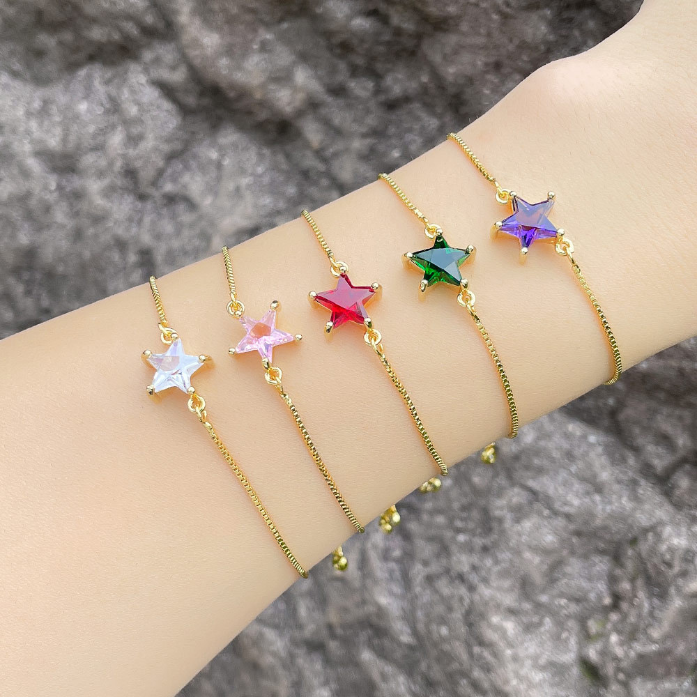 Star five-pointed star bracelet female European and American fashion simple diamond zircon star bracelet net celebrity hand jewelry brh76