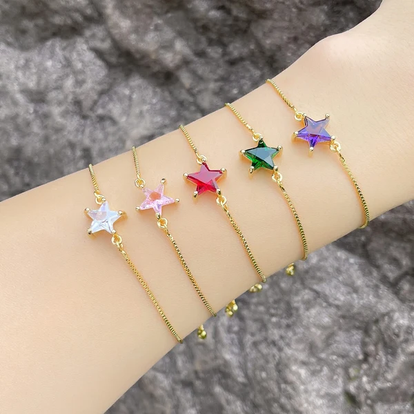 Star five-pointed star bracelet female European and American fashion simple diamond zircon star bracelet net celebrity hand jewelry brh76