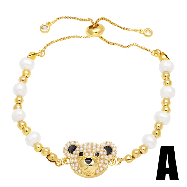 Clearance hot sale pearl bracelet creative inlaid zircon love bear hand jewelry bracelet female brm51