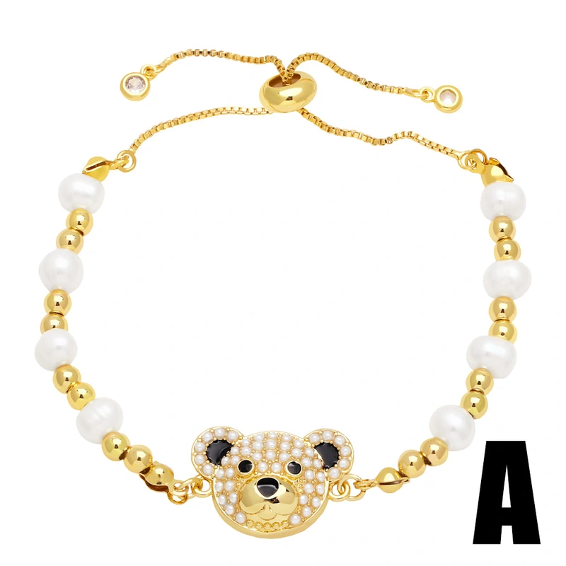 Clearance hot sale pearl bracelet creative inlaid zircon love bear hand jewelry bracelet female brm51