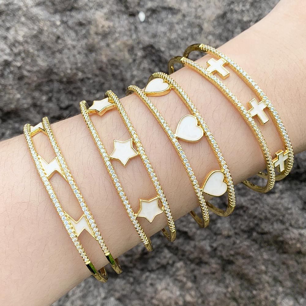 European and American jewelry simple personality double row hollow C-shaped geometric love cross lightning bracelet female brj01