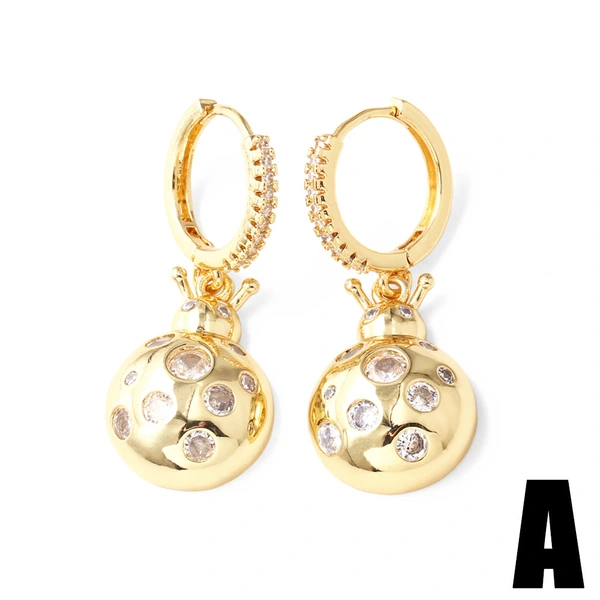 AS jewelry hot selling copper plated real gold oil drop fruit strawberry mushroom earrings earrings ers75