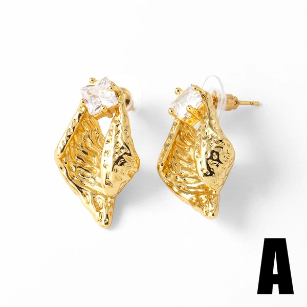 AS jewelry love irregular earrings female electroplated real gold inlaid zircon earrings era388