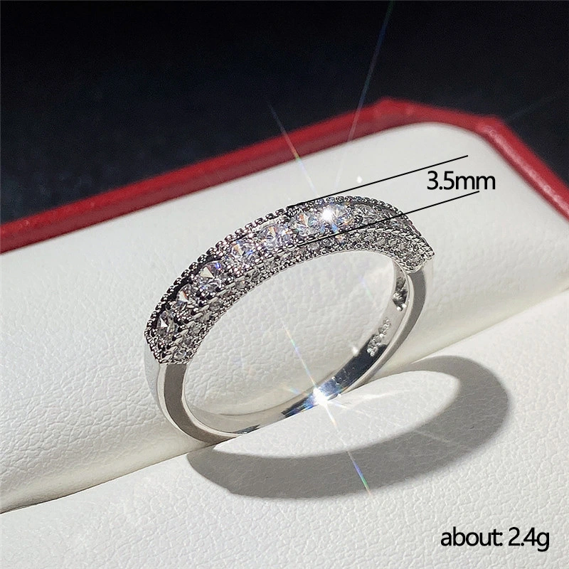 Independent station new copper plate inlaid zircon couple ring e-commerce unisex ring