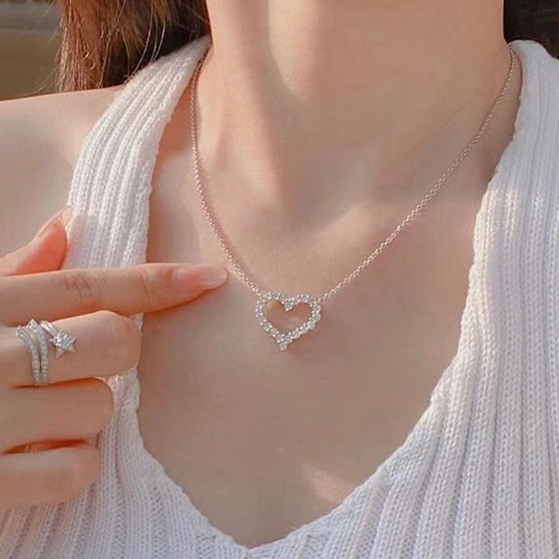 Korean style Dongdaemun same style women's heart-shaped love necklace trendy diamond Valentine's Day gift