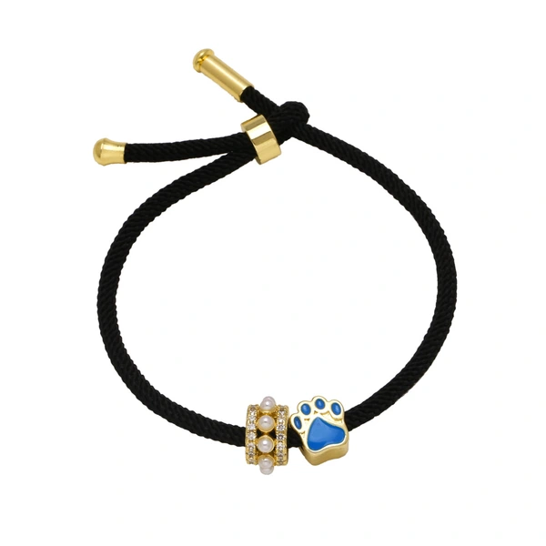 AS jewelry European and American simple fashion pearl dog paw oil drop pendant black hand rope bracelet female bra26