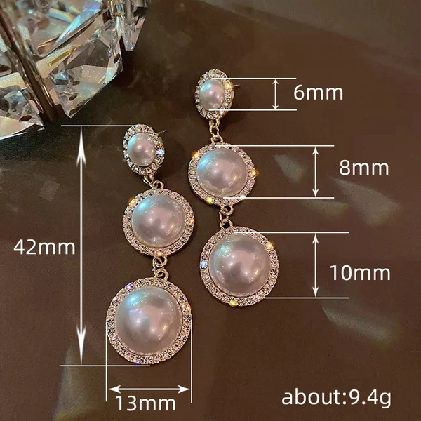 High-end imitation pearl earrings, exaggerated temperament, high-end long atmospheric earrings, evening dress earrings