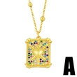 Hip-hop accessories European and American inlaid colored zircon tarot pendant necklace clavicle chain nkv78
