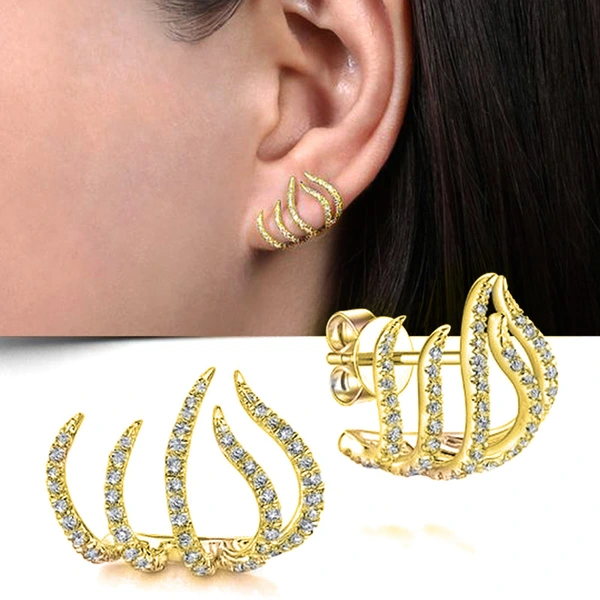 Hot selling metal wind ear clips, popular in Europe and America, exaggerated and special-shaped five-claw earrings, manufacturers wholesale