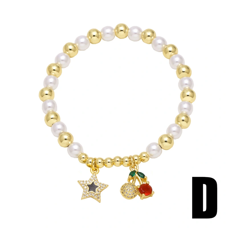 AS jewelry European and American new fruit cherry grape pendant bracelet pearl gold-plated bracelet hand jewelry brm75
