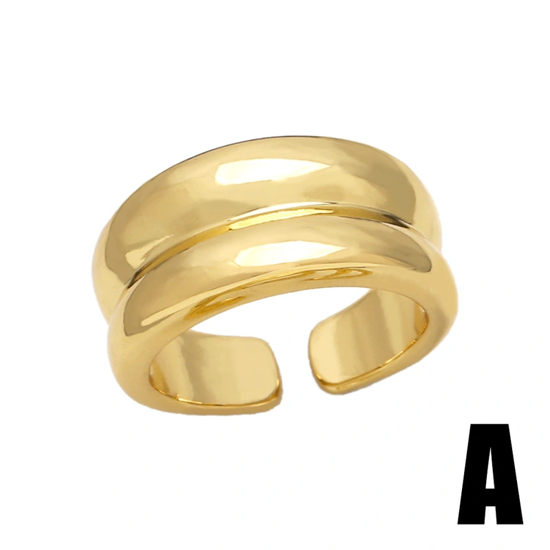 European and American fashion retro ring personality creative versatile copper plated 18k gold double ring female ring rih84