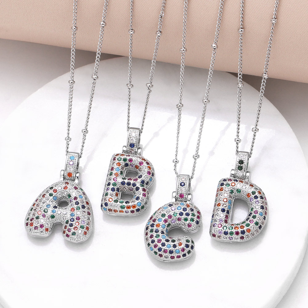 Clearance sale 26 English letters necklace female colored zircon clavicle necklace nkb032