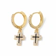 AS jewelry European and American new zircon copper plated 18k gold cross pendant earrings earrings earrings era234