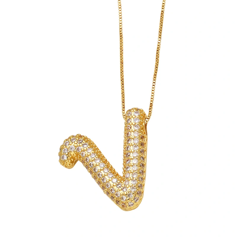 AS jewelry new hot selling writing full zirconium 26 English letters pendant necklace clavicle chain nkz14