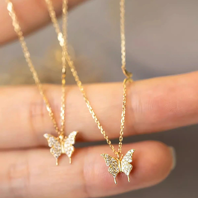   Hot selling butterfly exquisite necklace micro inlaid zircon exquisite jewelry female sweet and elegant lady style