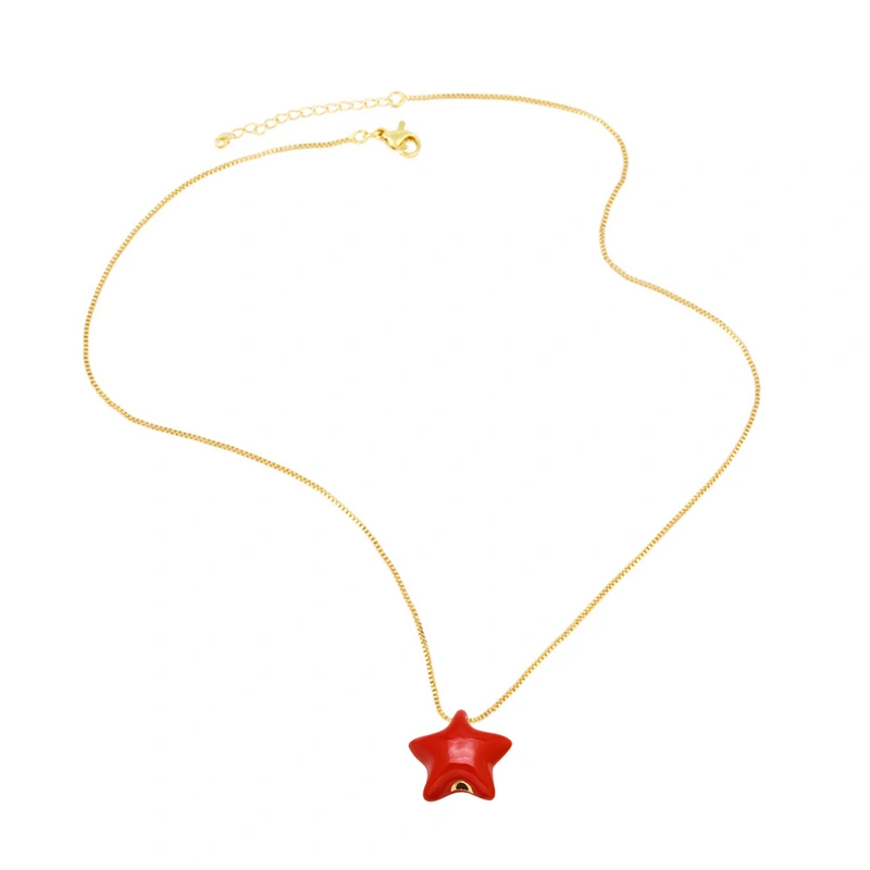 AS jewelry new oil drop five-pointed star pendant necklace clavicle chain nkb709 necklace