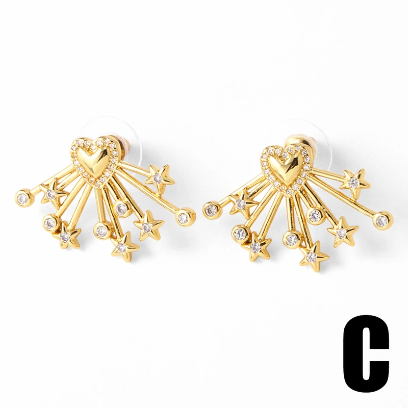 AS jewelry love irregular earrings female electroplated real gold inlaid zircon earrings era388