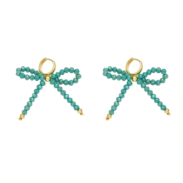 Best selling rice bead crystal earrings for women with bow gold-plated earrings wholesale era138