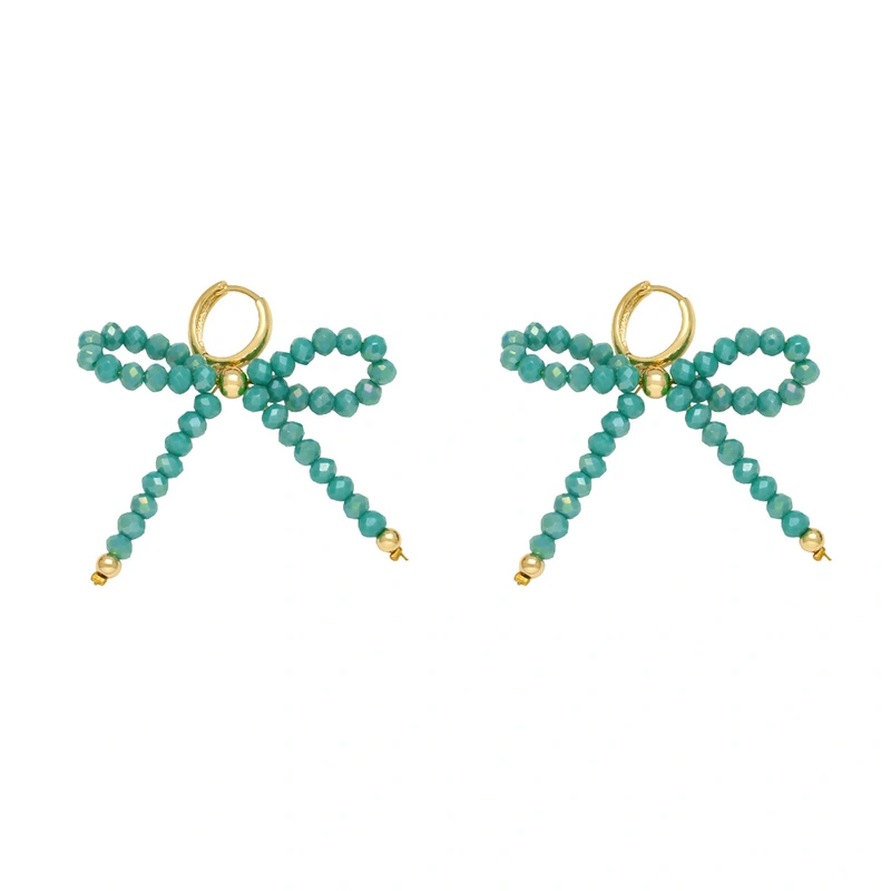 Best selling rice bead crystal earrings for women with bow gold-plated earrings wholesale era138