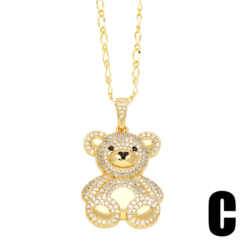 New sweet simple bear necklace female light luxury niche design cute bear clavicle chain nkn93