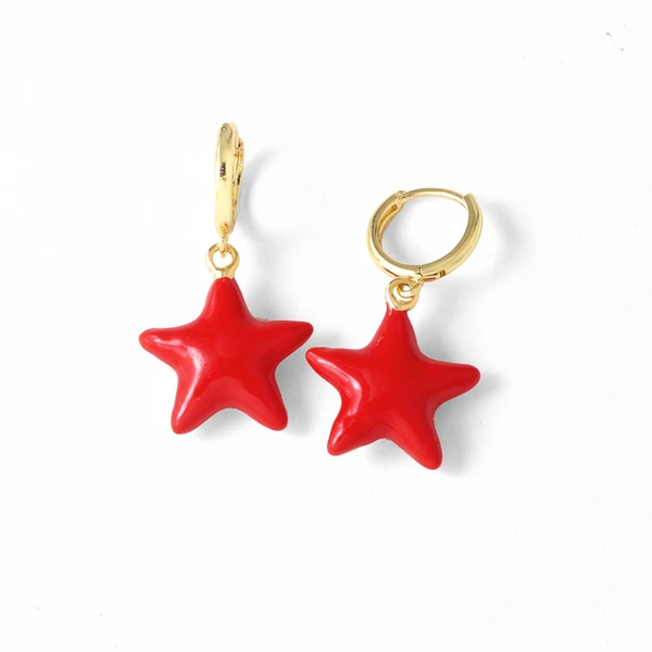 Clearance AS jewelry European and American five-pointed star pendant dripping copper 18k gold-plated women's earrings earrings era108