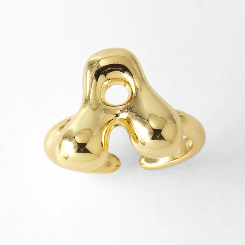 AS jewelry smooth 26 English letters ring female copper plated real gold open ring rih04