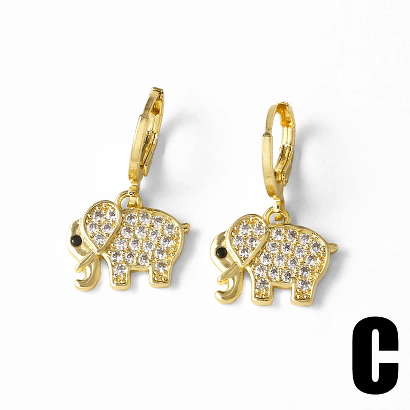 AS jewelry European and American simple fashion copper plated real gold animal bear elephant earrings ear buckle earrings era061