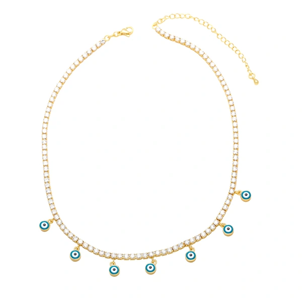 Clearance round devil's eye zircon necklace European and American style niche full diamond sweet cool hot girl style clavicle chain nkb689