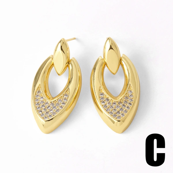 AS jewelry studs Europe and the United States hot selling gold earrings copper plated 18k gold inlaid zircon earrings earrings erw15