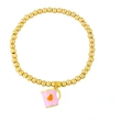 European and American round bead bracelet creative personality niche design oil drop love mug elastic gold bead bracelet bre09