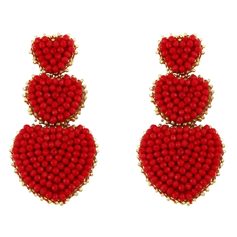 European and American new earrings trend street fashion earrings bohemian style creative rice bead heart earrings erw94