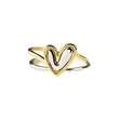  Gentle gold-rimmed two-tone love ring, peach heart-shaped design, single ring for women, sweet, exquisite and fashionable ring