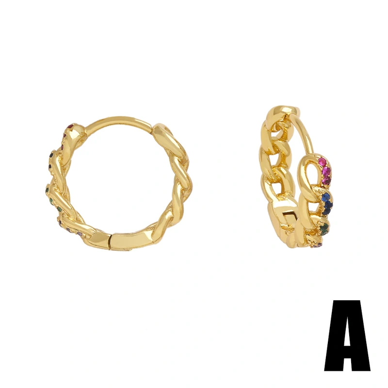 Hot style fashion simple color zircon earrings female European and American all-match round gold-plated earrings earrings erw51