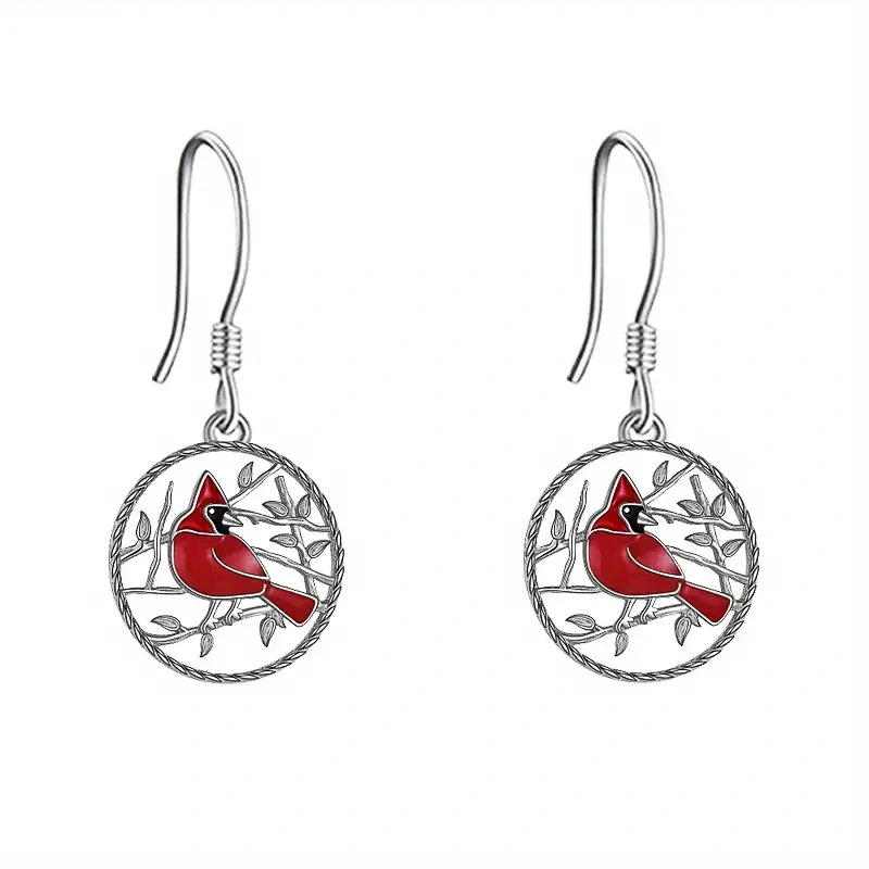  Source manufacturer hot-selling earrings alloy retro bird literary jewelry exquisite oil painting daily wear