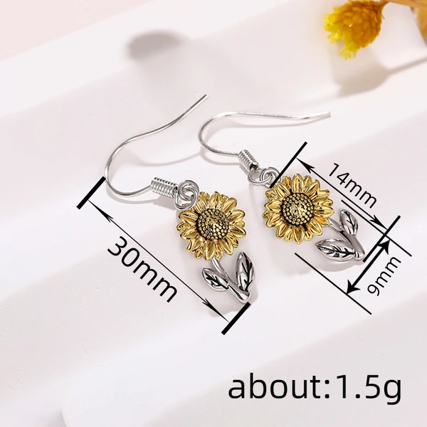  European and American sunflower earrings, small daisy flowers, pastoral fresh and fashionable daily style