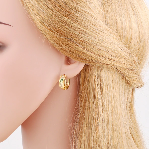 Hot selling colorful zircon earrings temperament versatile gold-plated earrings female erv26