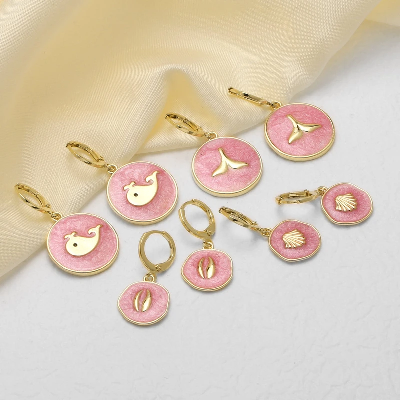 AS jewelry Europe and the United States hot selling ocean wind oil whale pendant earrings copper plated 18k gold earrings era283