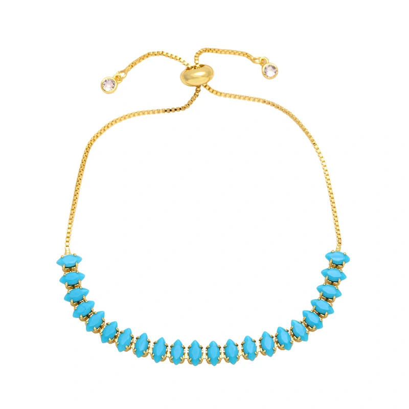 European and American style high-end prismatic colored zircon bracelet simple and fashionable personality niche versatile hand jewelry female bra06