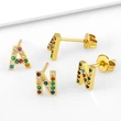 New European and American fashion 26 letters earrings original personality inlaid with colored zircon letter earrings erw62