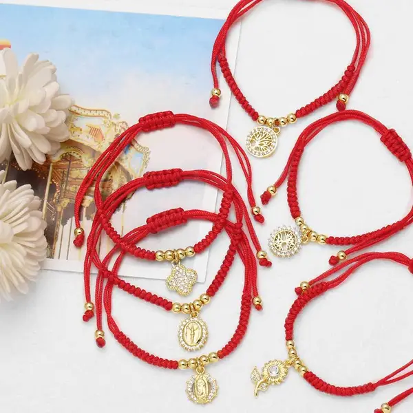AS jewelry new hot style tree of life Our Lady pendant red hand rope adjustment hand jewelry bracelet female brm70