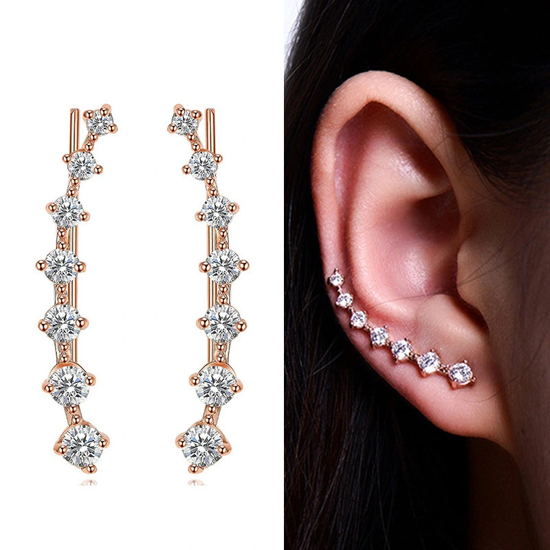 2023 new trend zircon super flash earrings Korean temperament Internet celebrity simple ear hook exquisite zircon earrings