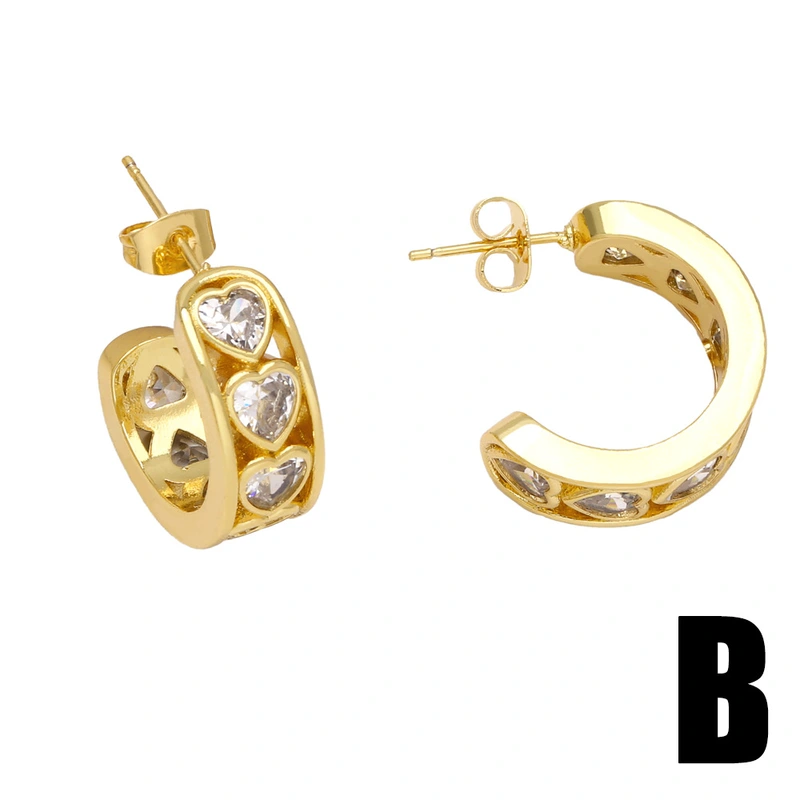New style inlaid zircon heart earrings for women European and American simple gold-plated heart pendant earrings earrings era148