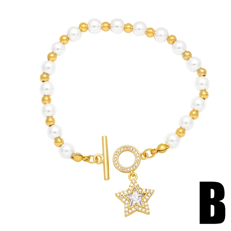 Clearance European and American trendy OT buckle geometric simple pearl bracelet female net celebrity temperament all-match hand jewelry wholesale brj81