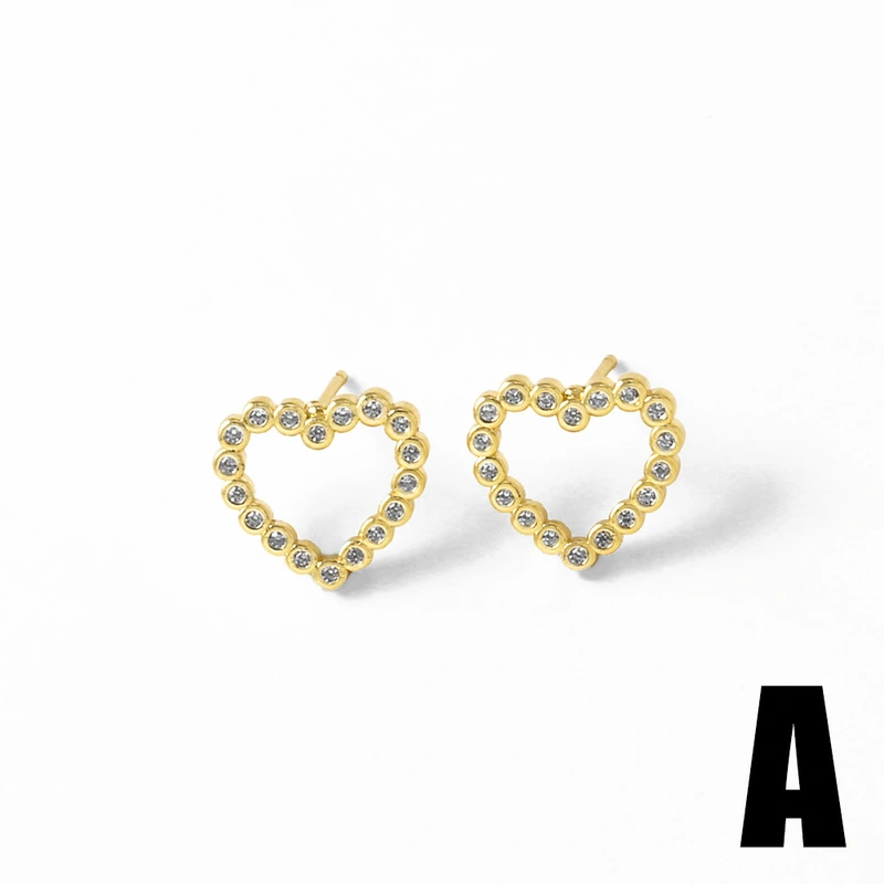 AS jewelry hot selling simple style love heart-shaped earrings female copper plated 18k gold earrings era255