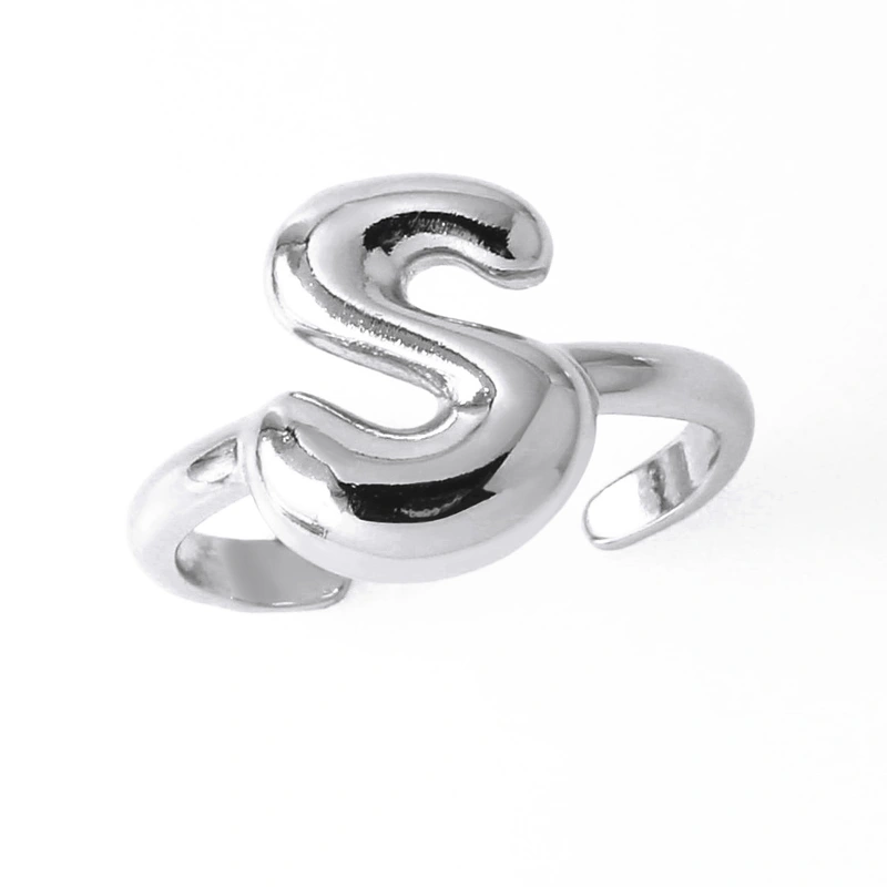 AS jewelry European and American hot selling 26 English letters ring female copper plated 18k gold open ring rih05